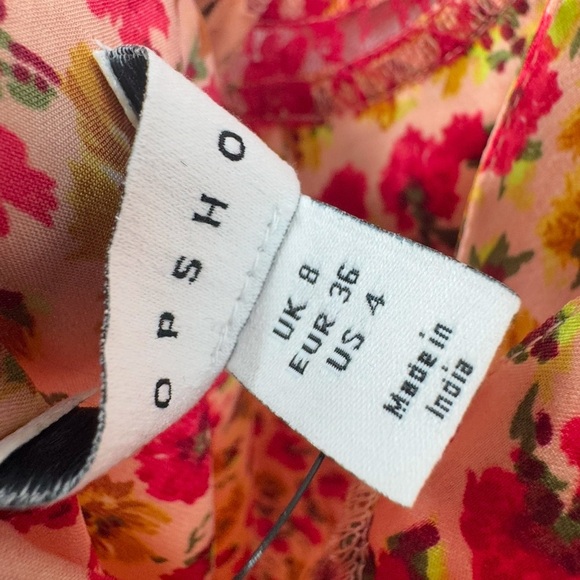 Topshop satin slip dress with lace insert in orange print B1411 - Picture 7 of 7